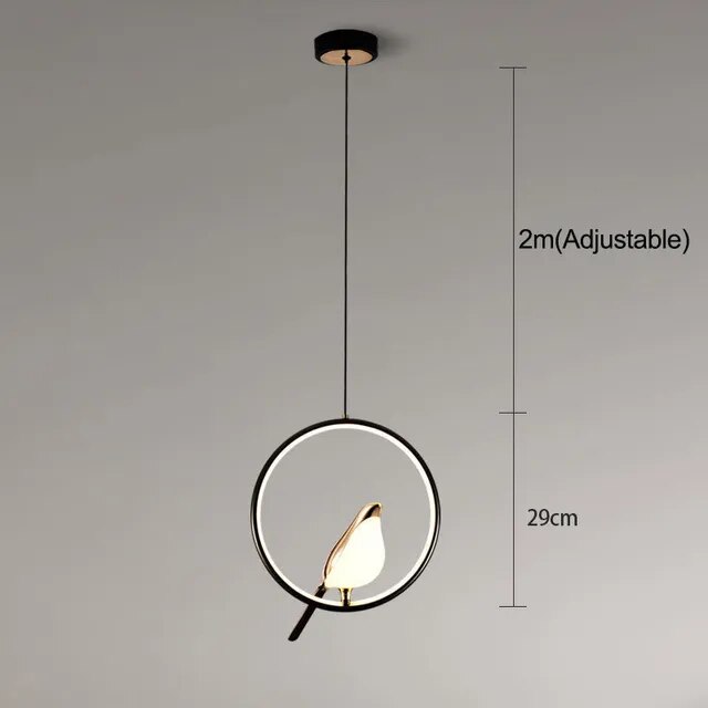 AuriBird: Lampada a sospensione di design dorata con uccello – Luce elegante per spazi abitativi tranquilli