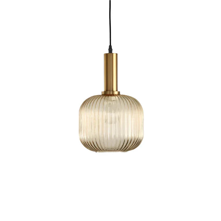 AuriGlas: Lampada a sospensione in vetro design vintage – Elegante lampada a sospensione con dettagli in ottone