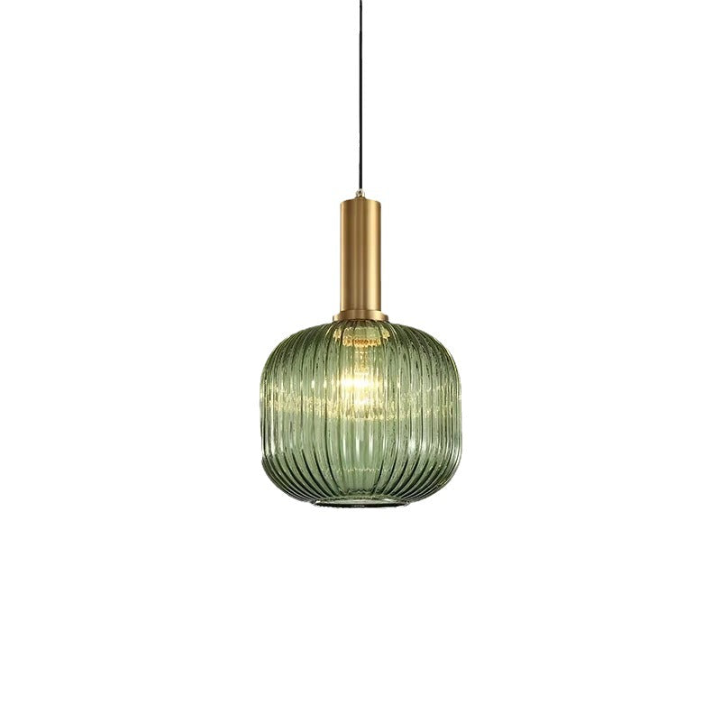 AuriGlas: Lampada a sospensione in vetro design vintage – Elegante lampada a sospensione con dettagli in ottone