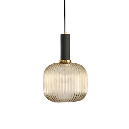 AuriGlas: Lampada a sospensione in vetro design vintage – Elegante lampada a sospensione con dettagli in ottone