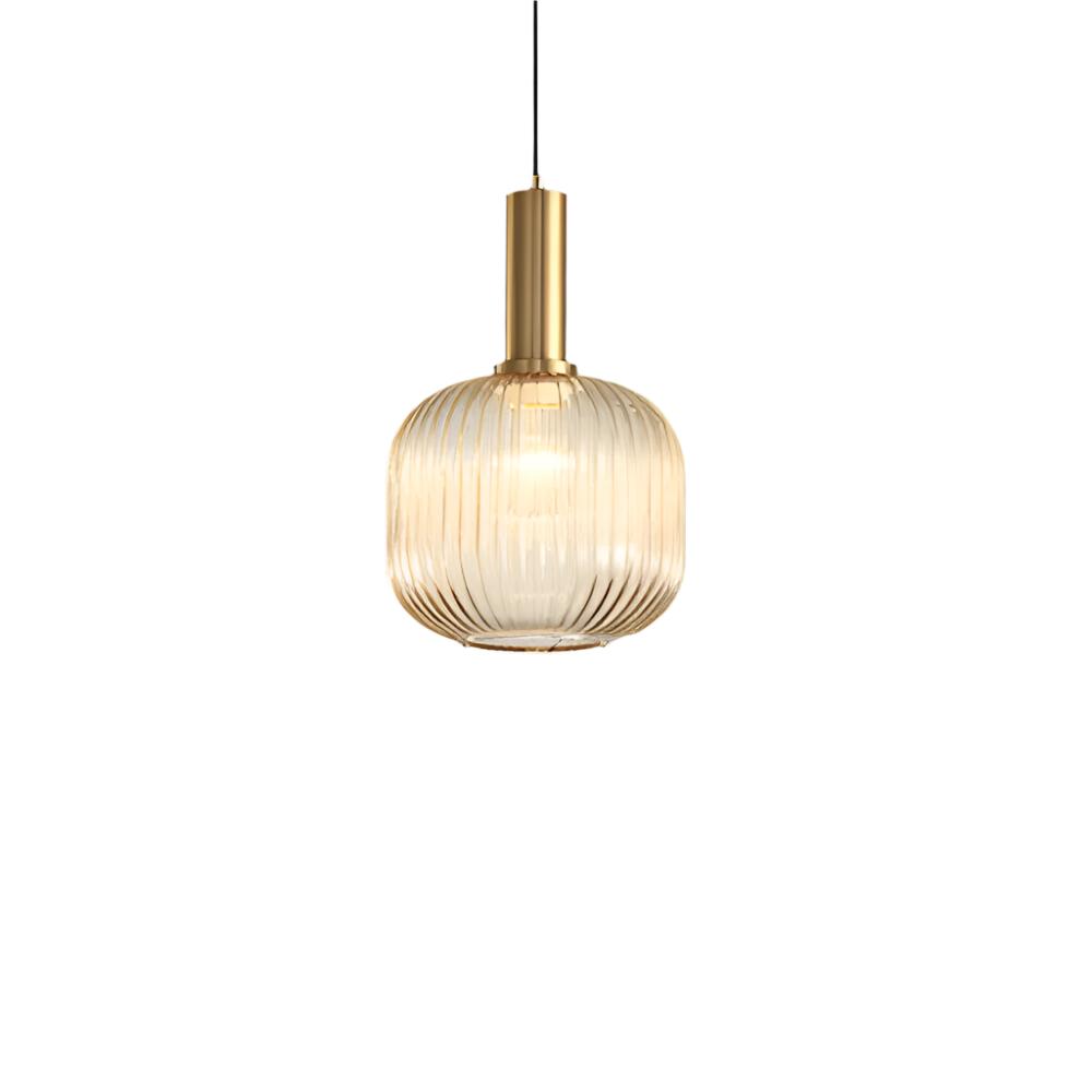 AuriGlas: Lampada a sospensione in vetro design vintage – Elegante lampada a sospensione con dettagli in ottone