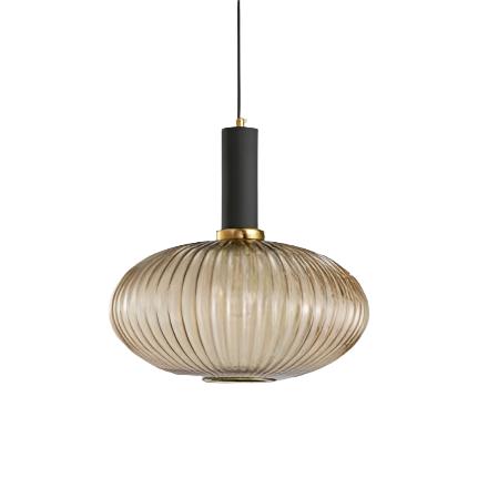 AuriGlas: Lampada a sospensione in vetro design vintage – Elegante lampada a sospensione con dettagli in ottone