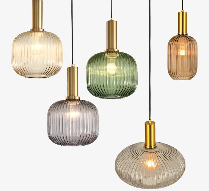 AuriGlas: Lampada a sospensione in vetro design vintage – Elegante lampada a sospensione con dettagli in ottone