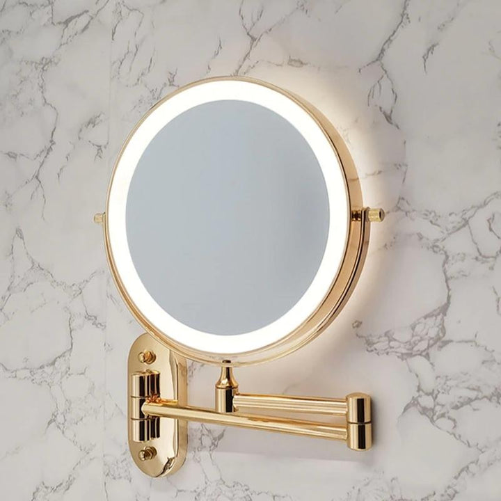 AuriView: Specchio da trucco LED ricaricabile dorato con ingrandimento – Per bagni e vanità