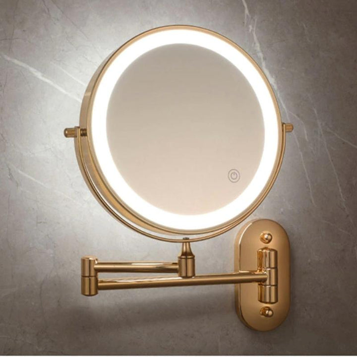 AuriView: Specchio da trucco LED ricaricabile dorato con ingrandimento – Per bagni e vanità