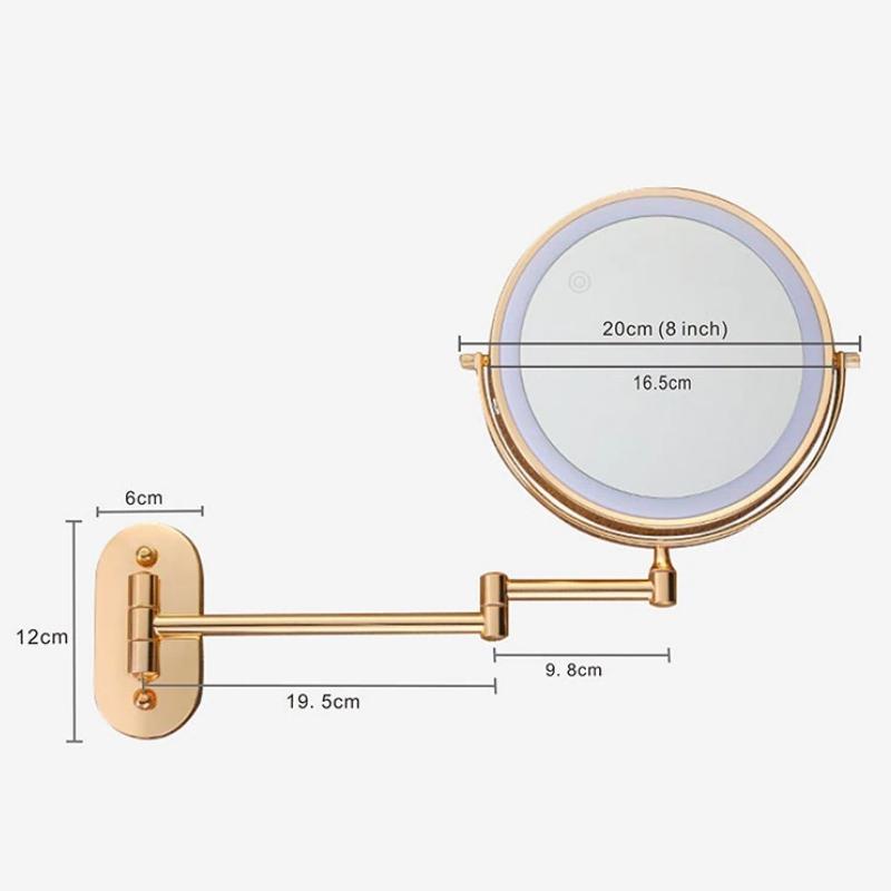 AuriView: Specchio da trucco LED ricaricabile dorato con ingrandimento – Per bagni e vanità