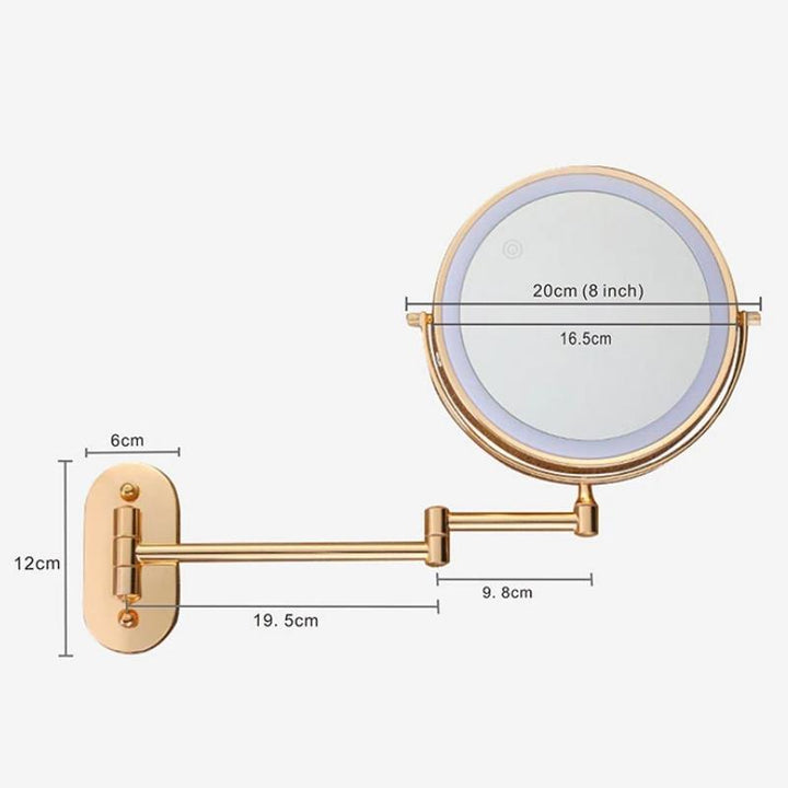 AuriView: Specchio da trucco LED ricaricabile dorato con ingrandimento – Per bagni e vanità