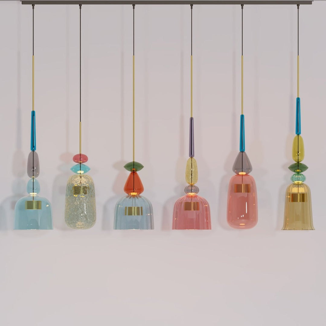 AuroCambell: Elegante Lampada a Sospensione LED con Paralume in Vetro Colorato – ideale per Sala da Pranzo e Soggiorno