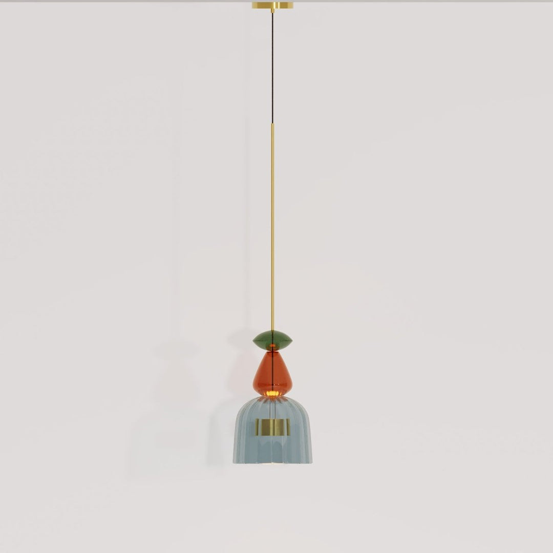 AuroCambell: Elegante Lampada a Sospensione LED con Paralume in Vetro Colorato – ideale per Sala da Pranzo e Soggiorno