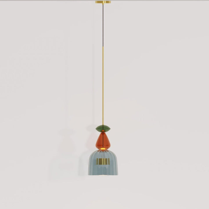 AuroCambell: Elegante Lampada a Sospensione LED con Paralume in Vetro Colorato – ideale per Sala da Pranzo e Soggiorno