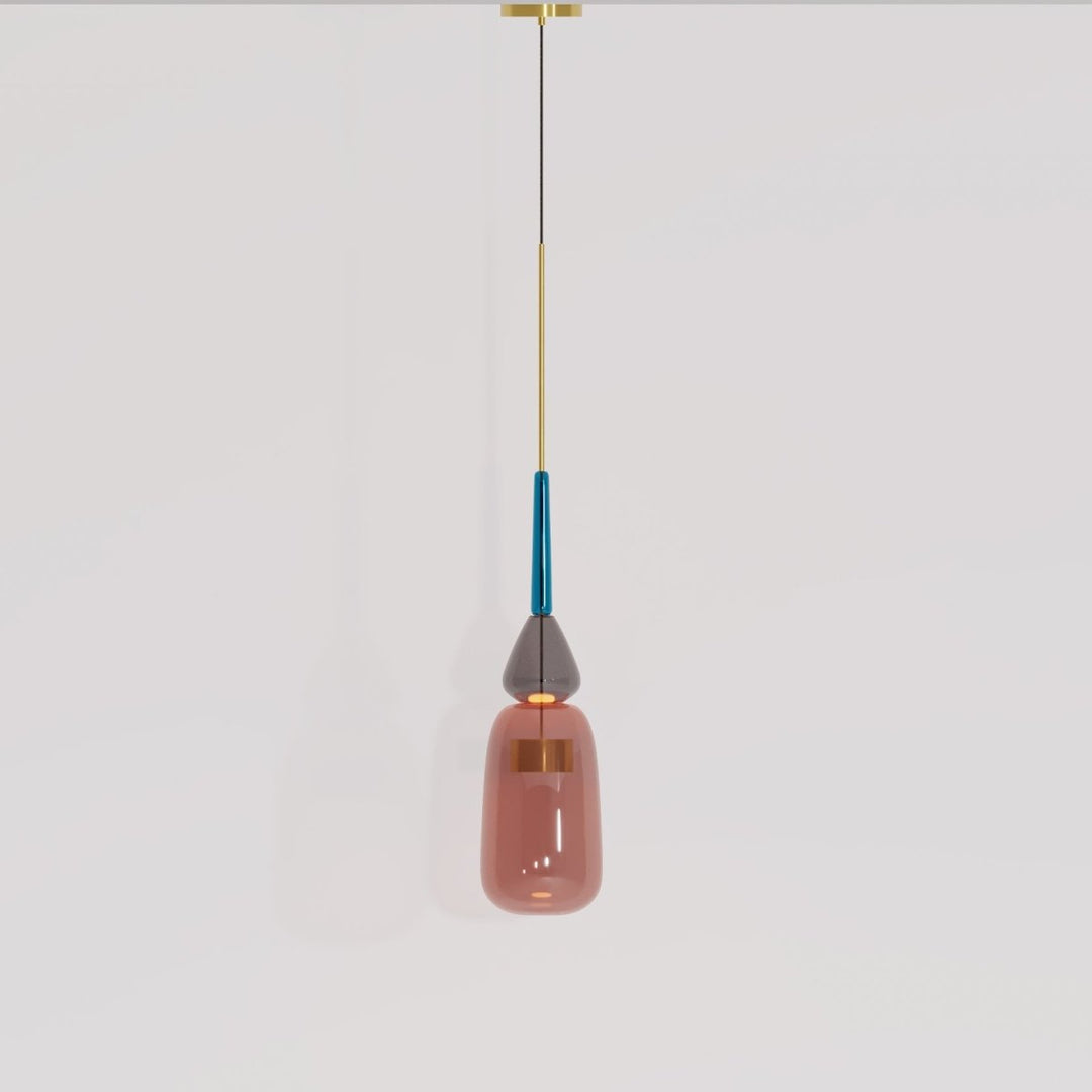 AuroCambell: Elegante Lampada a Sospensione LED con Paralume in Vetro Colorato – ideale per Sala da Pranzo e Soggiorno