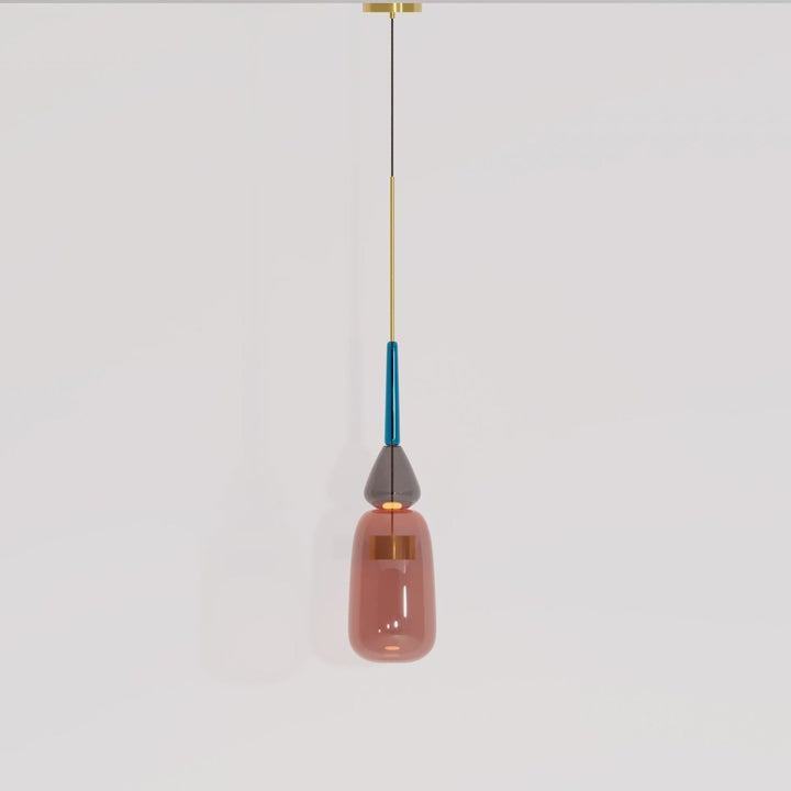 AuroCambell: Elegante Lampada a Sospensione LED con Paralume in Vetro Colorato – ideale per Sala da Pranzo e Soggiorno