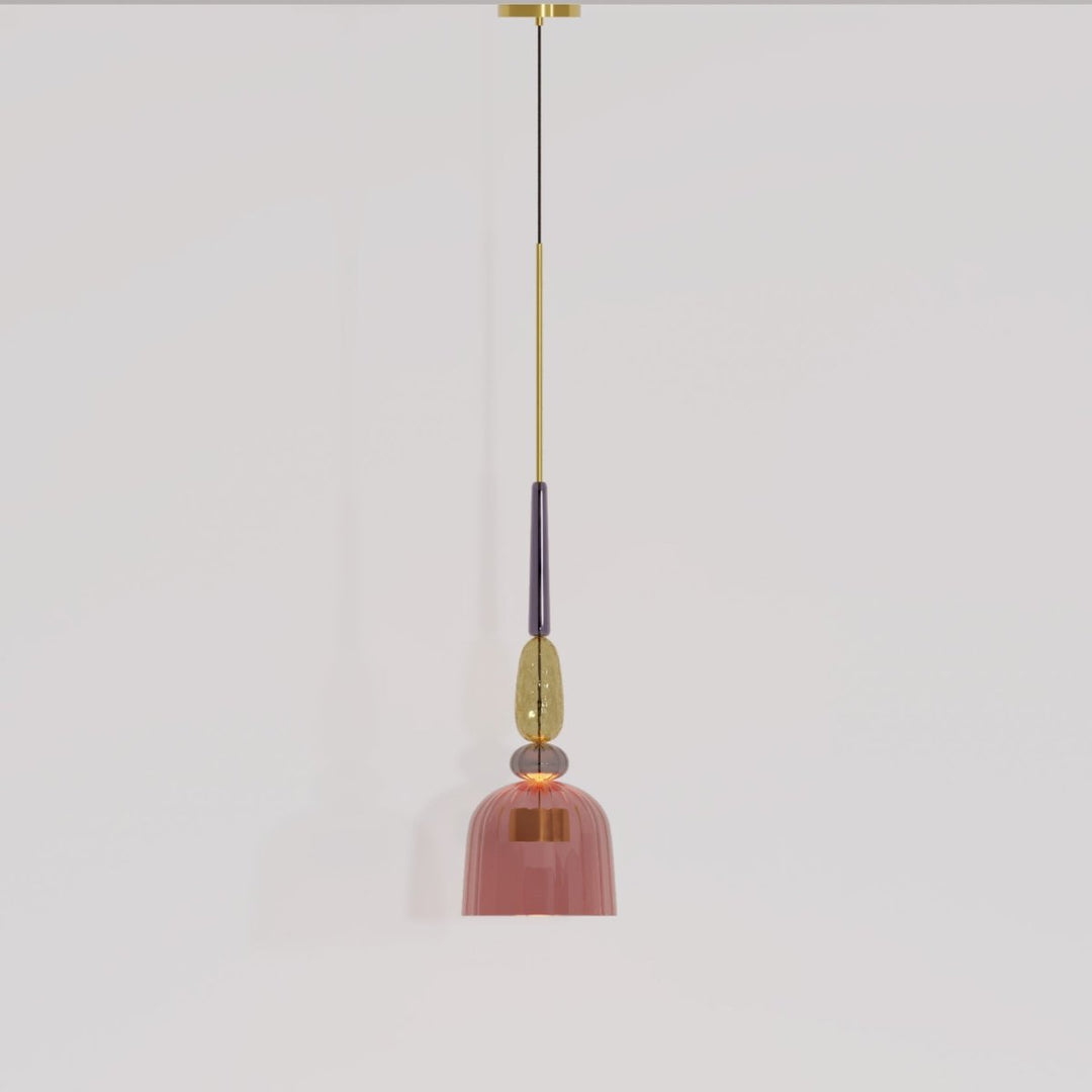 AuroCambell: Elegante Lampada a Sospensione LED con Paralume in Vetro Colorato – ideale per Sala da Pranzo e Soggiorno