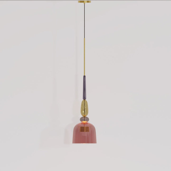 AuroCambell: Elegante Lampada a Sospensione LED con Paralume in Vetro Colorato – ideale per Sala da Pranzo e Soggiorno