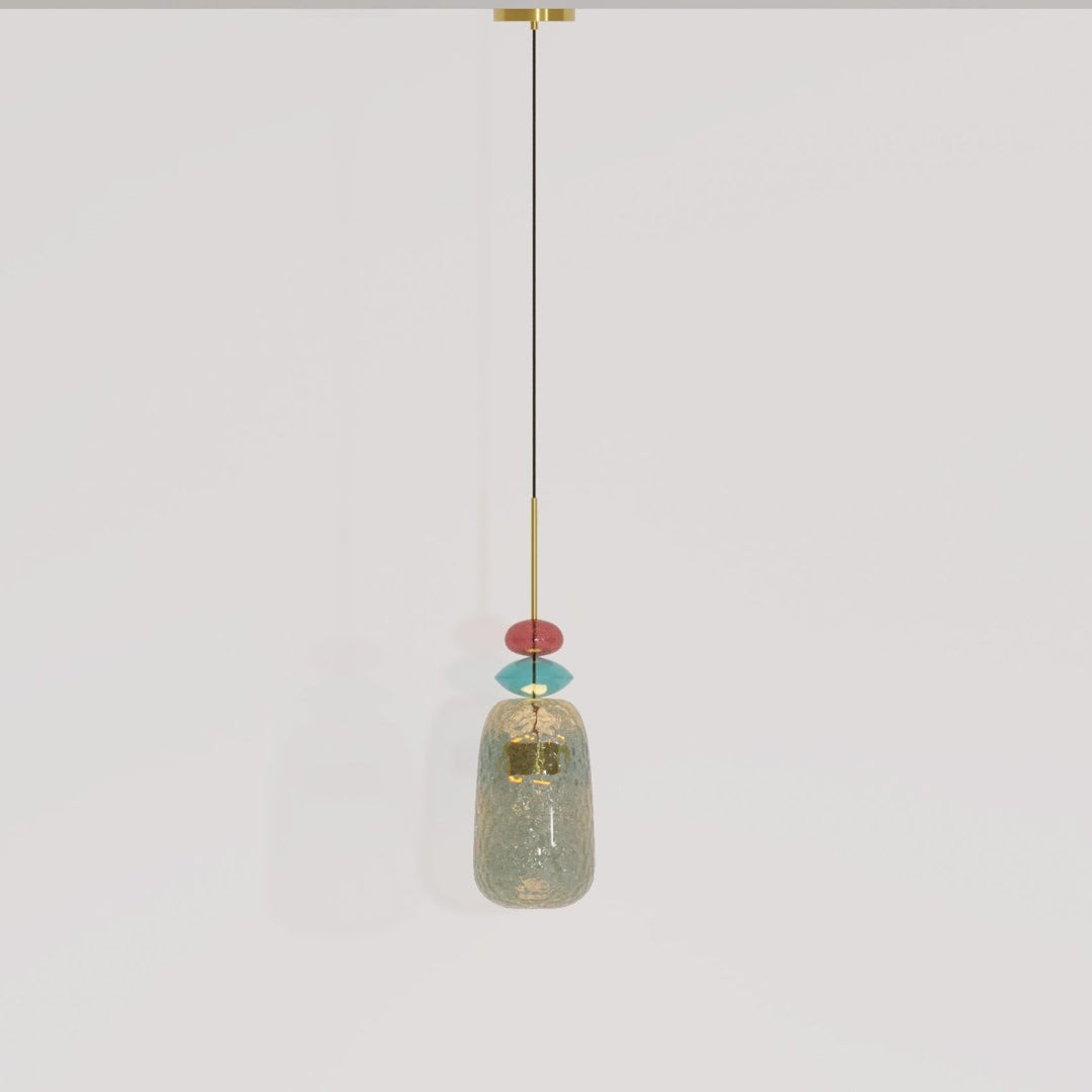 AuroCambell: Elegante Lampada a Sospensione LED con Paralume in Vetro Colorato – ideale per Sala da Pranzo e Soggiorno