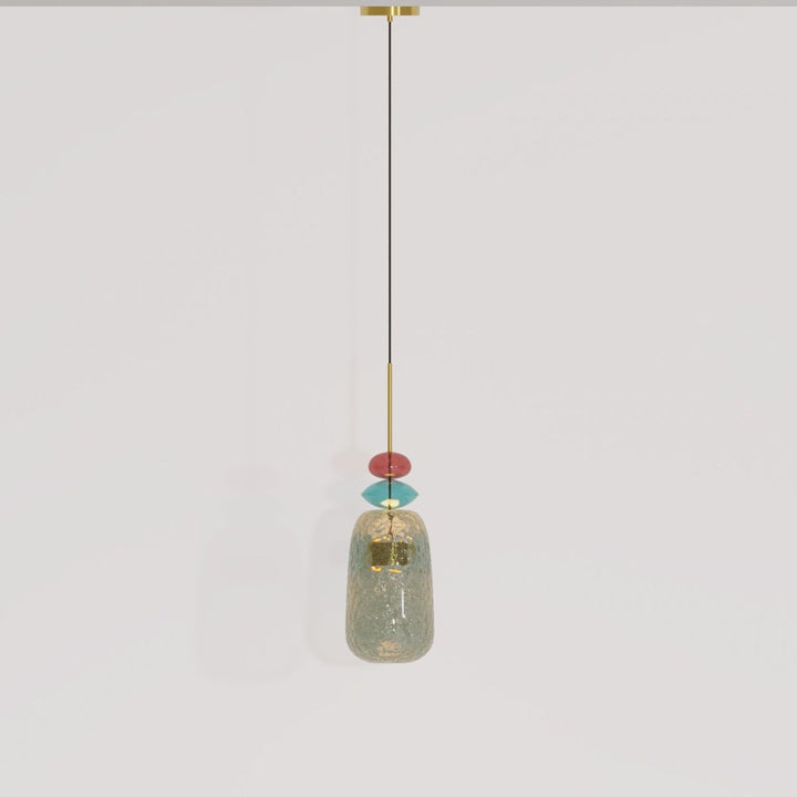 AuroCambell: Elegante Lampada a Sospensione LED con Paralume in Vetro Colorato – ideale per Sala da Pranzo e Soggiorno
