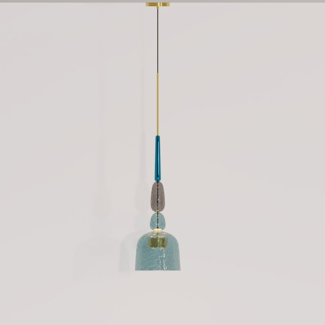 AuroCambell: Elegante Lampada a Sospensione LED con Paralume in Vetro Colorato – ideale per Sala da Pranzo e Soggiorno