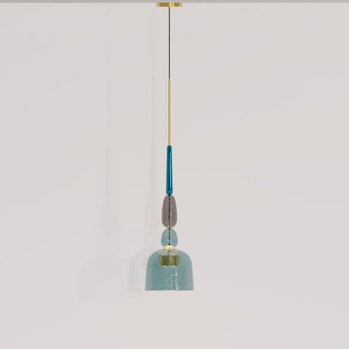 AuroCambell: Elegante Lampada a Sospensione LED con Paralume in Vetro Colorato – ideale per Sala da Pranzo e Soggiorno