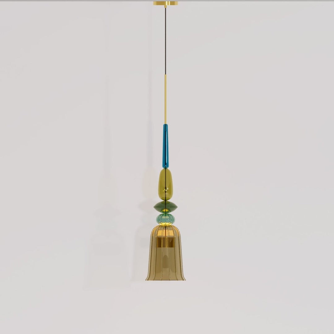AuroCambell: Elegante Lampada a Sospensione LED con Paralume in Vetro Colorato – ideale per Sala da Pranzo e Soggiorno