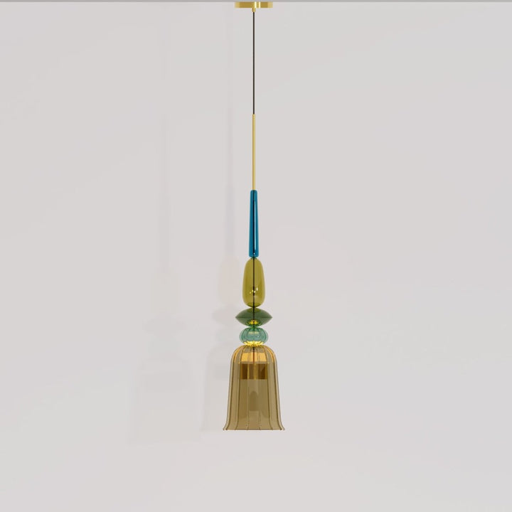 AuroCambell: Elegante Lampada a Sospensione LED con Paralume in Vetro Colorato – ideale per Sala da Pranzo e Soggiorno