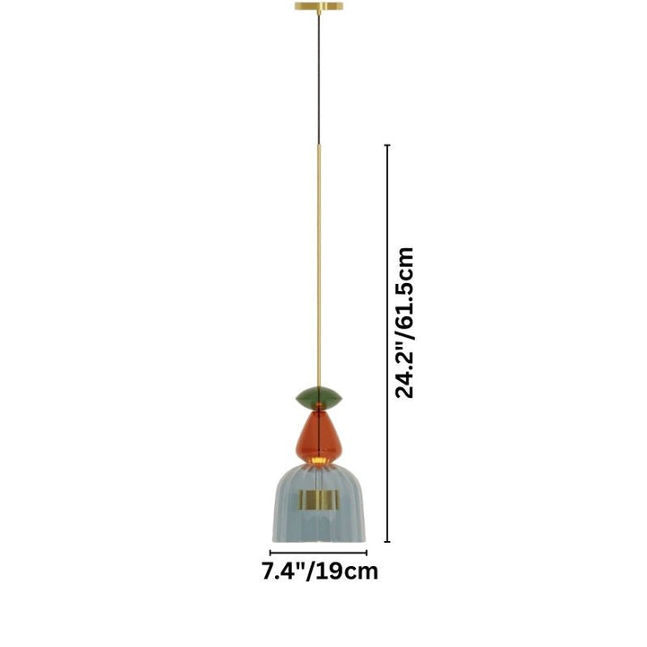 AuroCambell: Elegante Lampada a Sospensione LED con Paralume in Vetro Colorato – ideale per Sala da Pranzo e Soggiorno