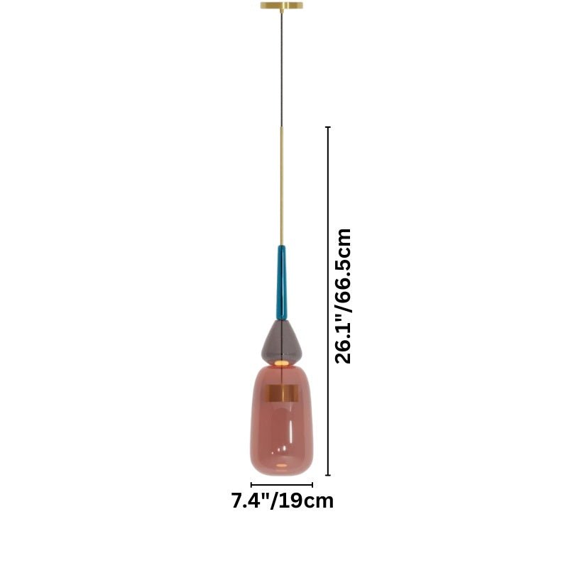 AuroCambell: Elegante Lampada a Sospensione LED con Paralume in Vetro Colorato – ideale per Sala da Pranzo e Soggiorno