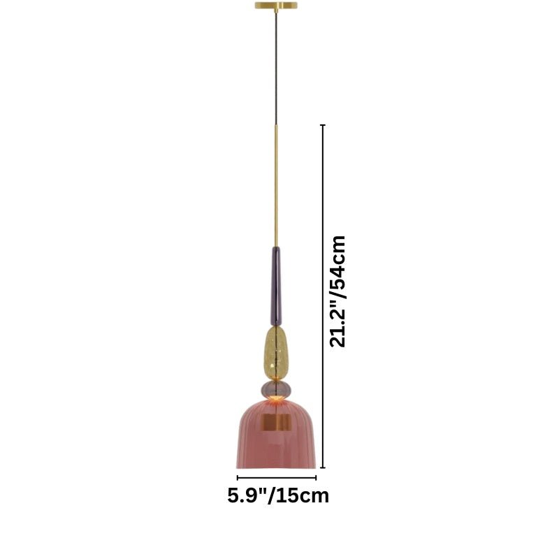AuroCambell: Elegante Lampada a Sospensione LED con Paralume in Vetro Colorato – ideale per Sala da Pranzo e Soggiorno