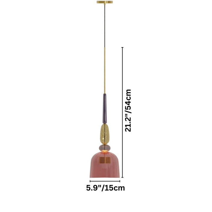 AuroCambell: Elegante Lampada a Sospensione LED con Paralume in Vetro Colorato – ideale per Sala da Pranzo e Soggiorno