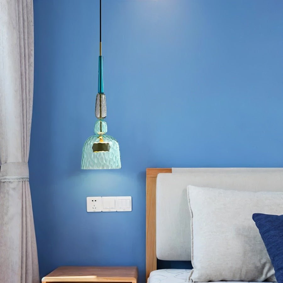 AuroCambell: Elegante Lampada a Sospensione LED con Paralume in Vetro Colorato – ideale per Sala da Pranzo e Soggiorno