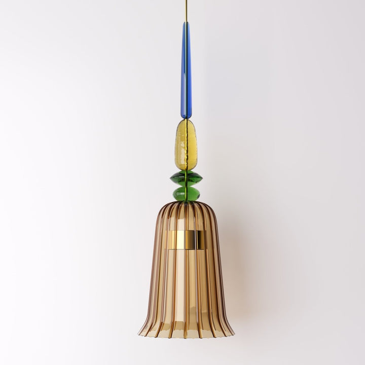 AuroCambell: Elegante Lampada a Sospensione LED con Paralume in Vetro Colorato – ideale per Sala da Pranzo e Soggiorno