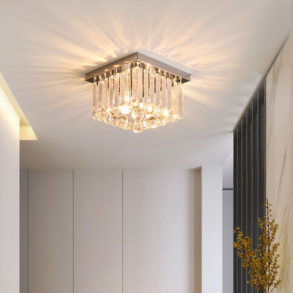 AuroraKristall: Lampada da soffitto moderna in cristallo 2 fiamme – elegante e decorativa per soggiorno e sala da pranzo
