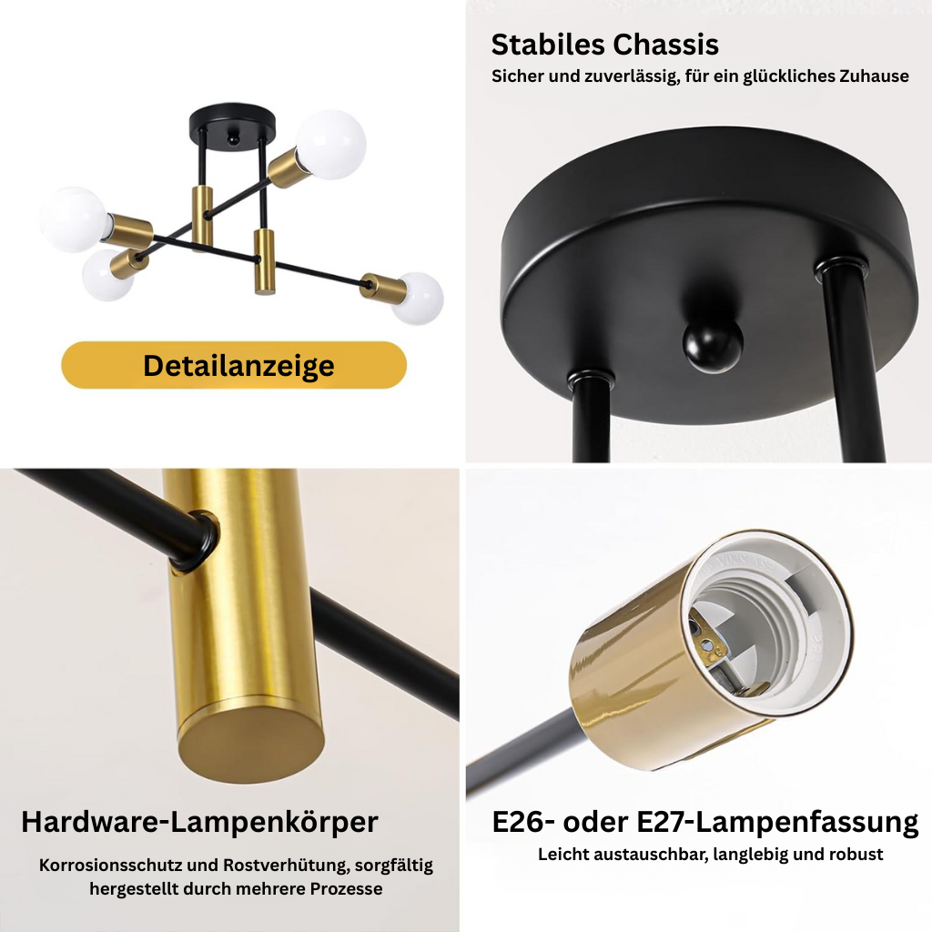 AuroraNord: Lampada da soffitto LED scandinava nera – elegante e luminosa per sala da pranzo e soggiorno
