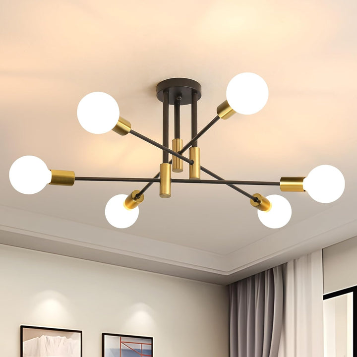 AuroraNord: Lampada da soffitto LED scandinava nera – elegante e luminosa per sala da pranzo e soggiorno