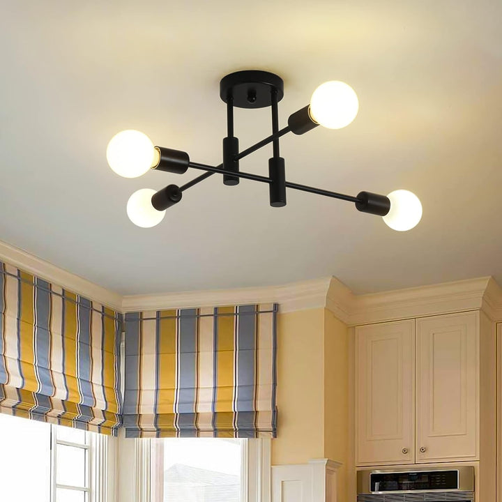 AuroraNord: Lampada da soffitto LED scandinava nera – elegante e luminosa per sala da pranzo e soggiorno