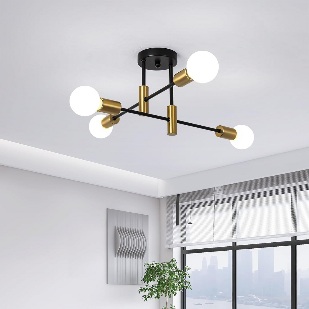 AuroraNord: Lampada da soffitto LED scandinava nera – elegante e luminosa per sala da pranzo e soggiorno