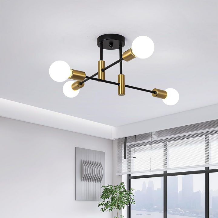 AuroraNord: Lampada da soffitto LED scandinava nera – elegante e luminosa per sala da pranzo e soggiorno