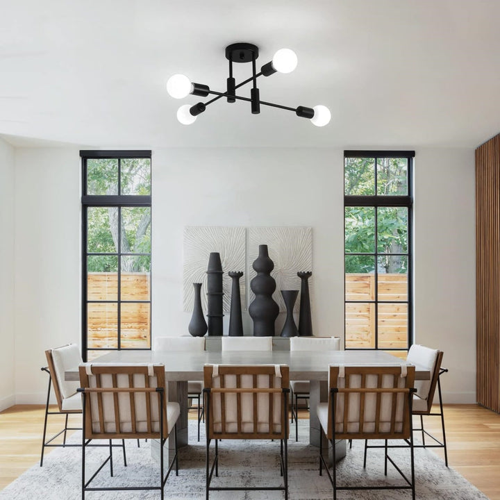AuroraNord: Lampada da soffitto LED scandinava nera – elegante e luminosa per sala da pranzo e soggiorno