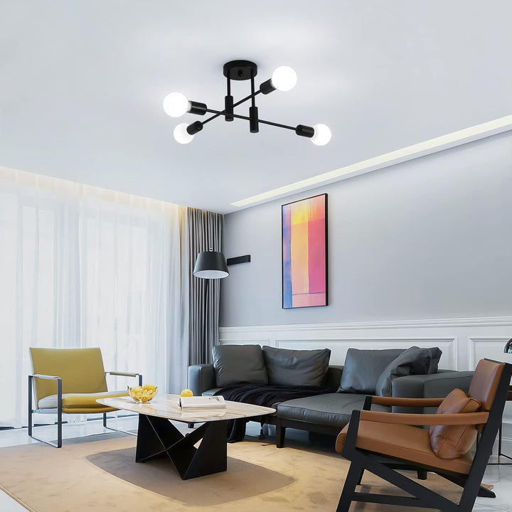 AuroraNord: Lampada da soffitto LED scandinava nera – elegante e luminosa per sala da pranzo e soggiorno
