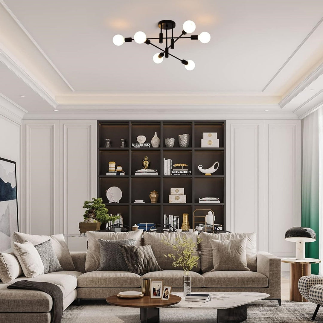 AuroraNord: Lampada da soffitto LED scandinava nera – elegante e luminosa per sala da pranzo e soggiorno