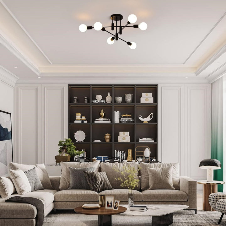 AuroraNord: Lampada da soffitto LED scandinava nera – elegante e luminosa per sala da pranzo e soggiorno