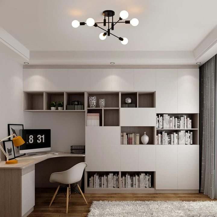 AuroraNord: Lampada da soffitto LED scandinava nera – elegante e luminosa per sala da pranzo e soggiorno
