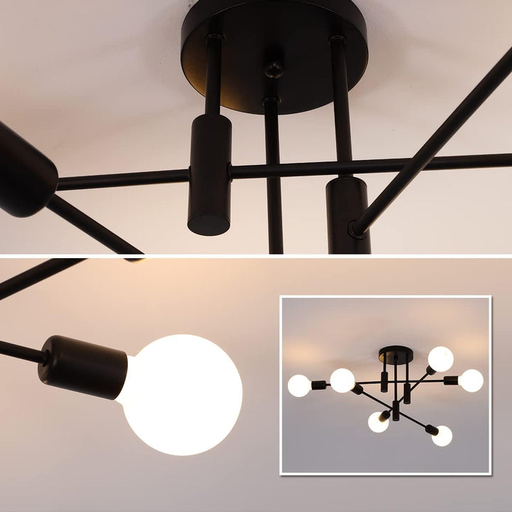 AuroraNord: Lampada da soffitto LED scandinava nera – elegante e luminosa per sala da pranzo e soggiorno