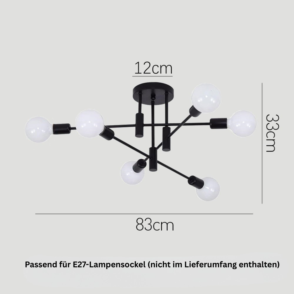 AuroraNord: Lampada da soffitto LED scandinava nera – elegante e luminosa per sala da pranzo e soggiorno