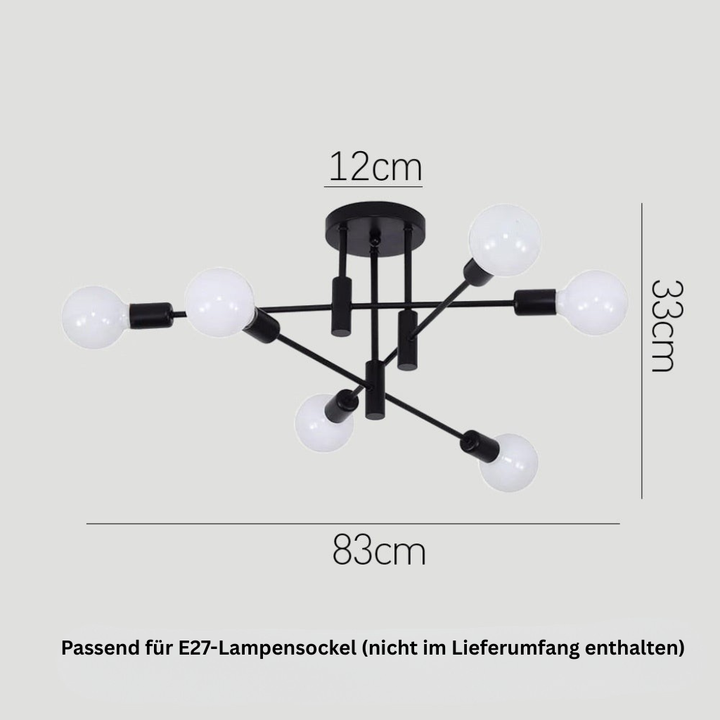 AuroraNord: Lampada da soffitto LED scandinava nera – elegante e luminosa per sala da pranzo e soggiorno