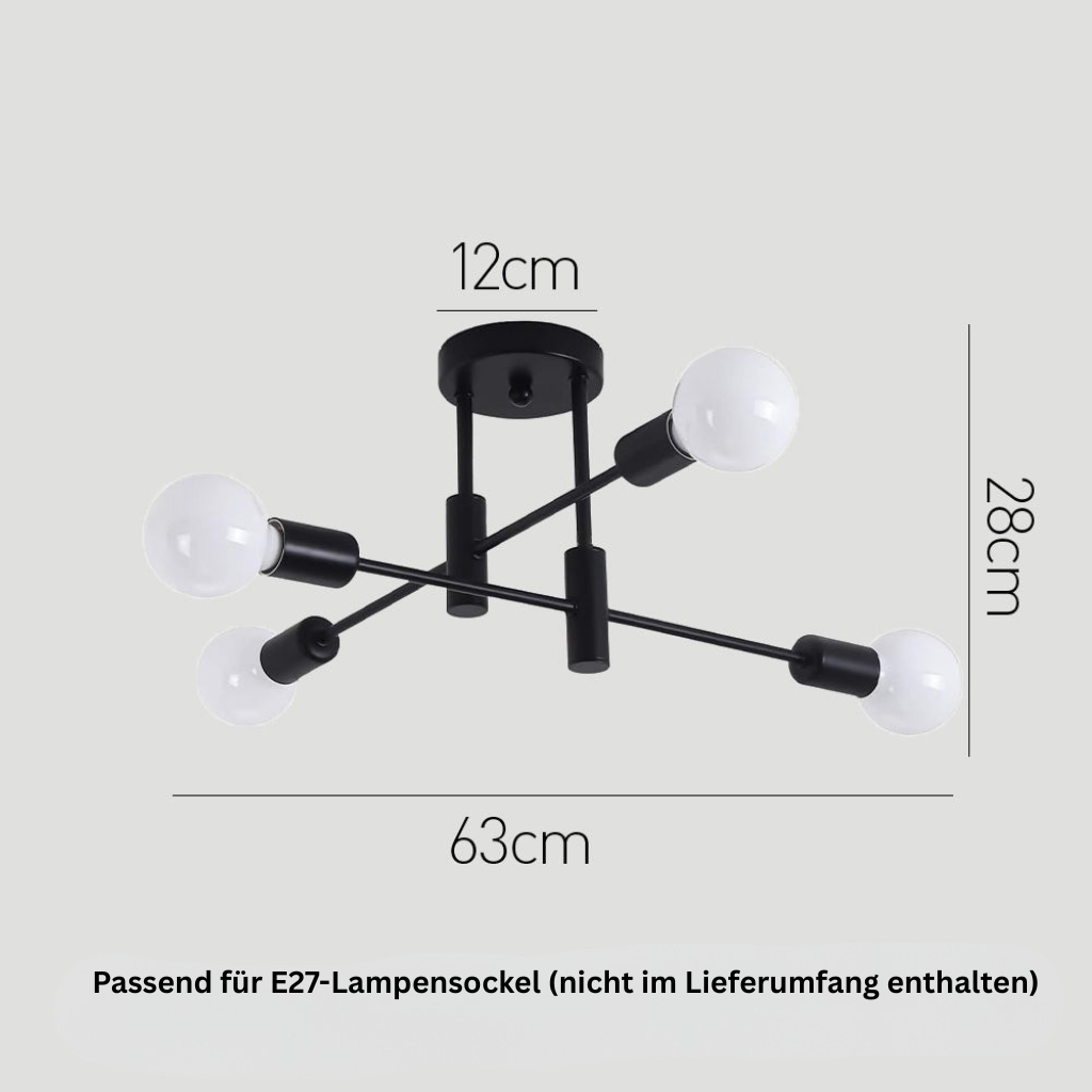 AuroraNord: Lampada da soffitto LED scandinava nera – elegante e luminosa per sala da pranzo e soggiorno