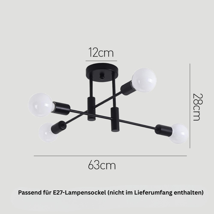 AuroraNord: Lampada da soffitto LED scandinava nera – elegante e luminosa per sala da pranzo e soggiorno