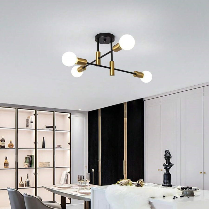 AuroraNord: Lampada da soffitto LED scandinava nera – elegante e luminosa per sala da pranzo e soggiorno
