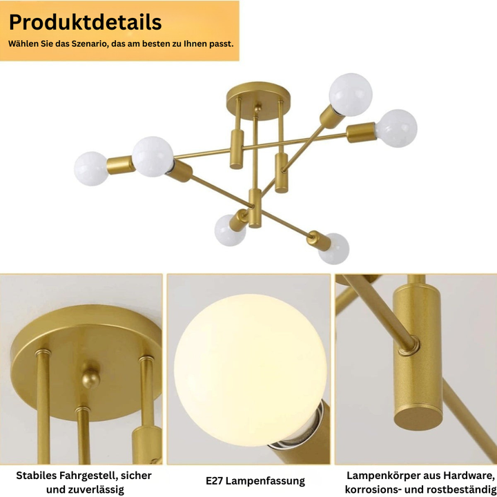 AuroraNord: Lampada da soffitto LED scandinava nera – elegante e luminosa per sala da pranzo e soggiorno