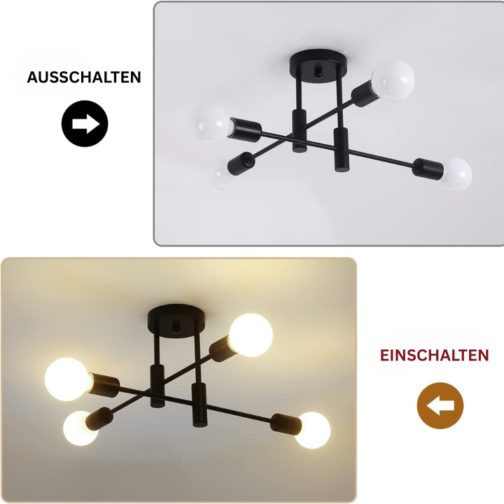 AuroraNord: Lampada da soffitto LED scandinava nera – elegante e luminosa per sala da pranzo e soggiorno