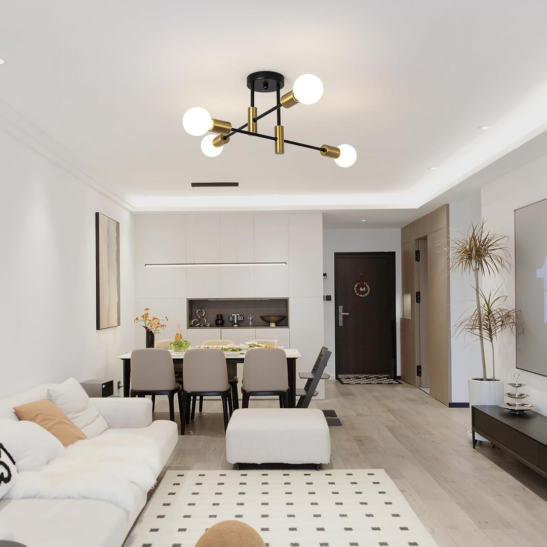 AuroraNord: Lampada da soffitto LED scandinava nera – elegante e luminosa per sala da pranzo e soggiorno